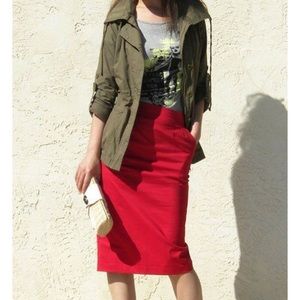 Red GAP statement straight skirt